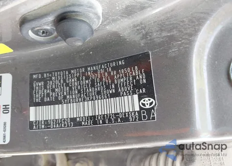 2019 Toyota Corolla L/Le/Xle/Se/Xse z USA, uszkodzony, nr VIN 5YFBURHE3KP896661